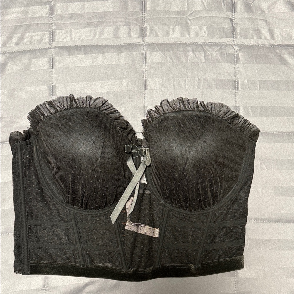 Victoria's Secret Black Bustier Cropped corset lingerie 38D Dream Angels